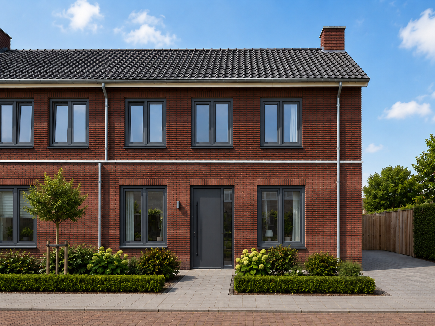 Illustration anthrazitfarbener Aluminiumfenster
